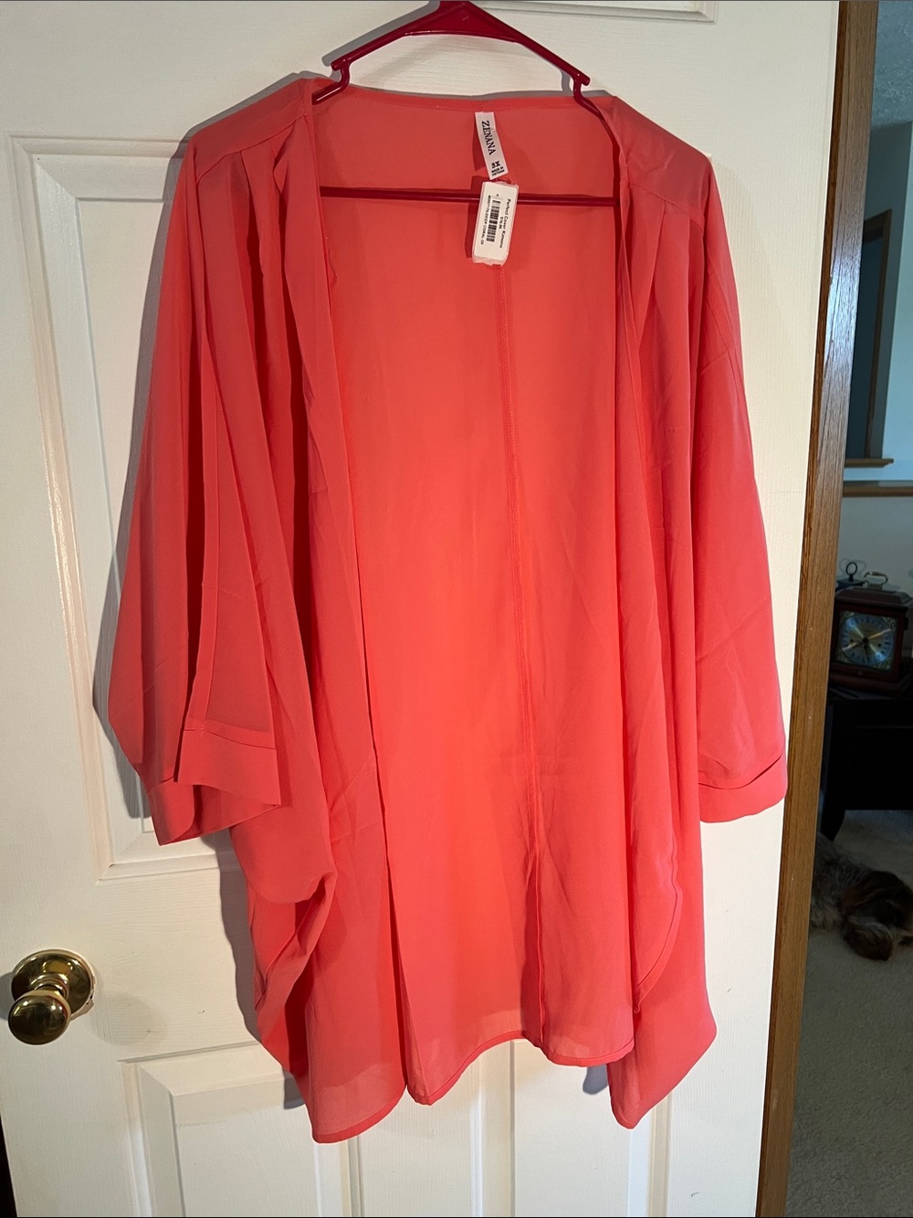 Zenana Outfitters Coral Open-Front Kimono Cardigan